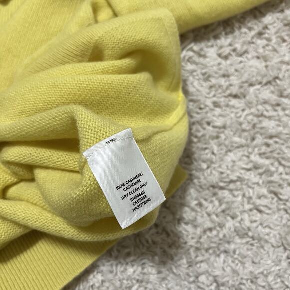 Halogen Size Large Yellow Crewneck Pullover 100% Cashmere Sweater - Picture 3 of 5